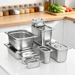 FLEY High Low Temperature Resist Stainless Steel GN Serving Pan Rustproof Gastronorm Container For Buffet Banquet Hotel Kitchen