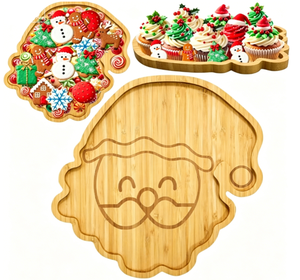 Santa Claus Platter Large Wood Xmas Serving Tray Party Decorative Tray Bamboo Wooden Cheese Appetizer Tray Snack Food Dish