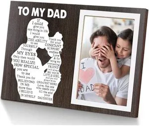 Fathers Day Dad Gifts Picture Frame from Daughter, Wooden Photo Frame Thank You Dad Gift Suitable for Birthday Christmas