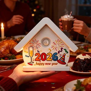 New Year Blessings in a Box House Shape Bird Sound Box with Lucky Chirps for Family Gatherings and Festive Decoration