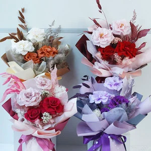 2026 Trending Mother's Day Gifts Wholesale Unique Personalized Glass Dome Bouquet Natural Dried Roses-Long Lasting 3-5 Years
