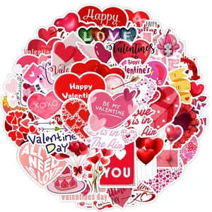 50 Waterproof Valentine's Day Love Graffiti Vinyl Stickers Decorative Water Bottle And Mobile Phone Accessories