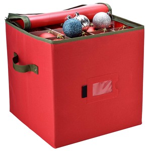 Holds 64 Holiday Ornaments Cardboard Christmas Ornament Storage Box With Zipper Closure