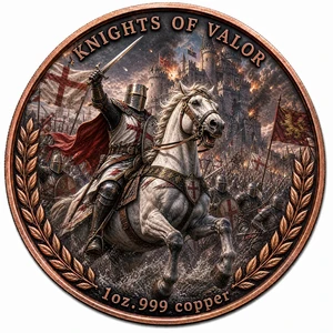 Customized 1oz .999 Fine Copper Knights Templar Coin Crusader Battle Medieval Art Collectible Medallion