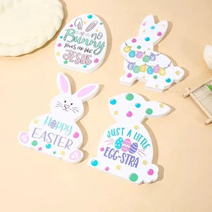 Wholesale New Elegant DIY Wooden Rabbit Tray for Easter Party Decoration Home Ornament Novelty Gifts Eco-friendly European Style