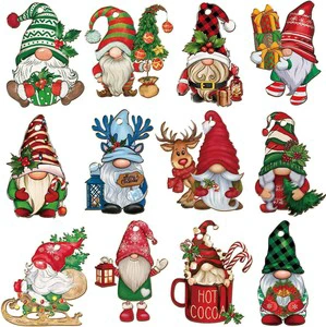 Popular Christmas Products Hanging Santa Clause Snowman Rudolph Nutcracker Red Truck Shaped Wooden Christmas Ornament 24 Pcs/set
