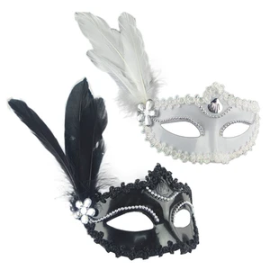 Halloween Dance Party Festival Performance Costume Props Mask Feather Venice White Princess
