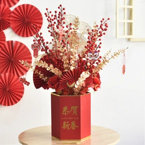 2025 Hot Selling Snake New Year Decor Gift Set With Factory Price Lunar Chinese New Year Party Decoration Flower With Firework