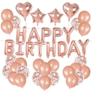 Rose Gold Happy Birthday Balloons 16inch Christmas Halloween Kids Adults Birthday Party Supplies Foil Latex Balloons