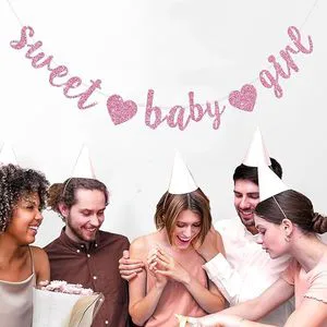 Pink Glitter Adult Gender Party Banner for Shower and Birthday Celebrations Valentine's Day Party Decorations