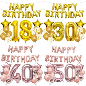 Balloon Set All-Age Birthday Party 18/21/30/40/50/60/70/80/90 Years Birthday Latex Aluminum Foil Balloon Supplies