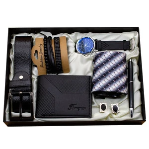Cross-border Holiday Birthday Gift Tie Wallet Practical Simple Men's Large Dial Watch Gift Set