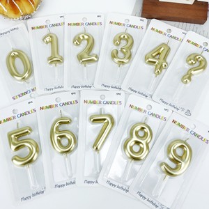 High Quality 0-9 Digital Birthday Candles Luxury Gold Cake Numeral Candles Topper Decorations For Kids For Festival Celebration