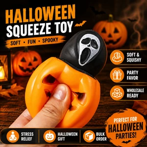 Halloween Pumpkin Ghost Squeeze Toy Soft Stress Relief Squishy Toy for Party Favors Wholesale