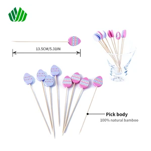 Easter Egg Bamboo Skewers - Colorful Decorative Picks for Easter Party/Fruit/Dessert Catering