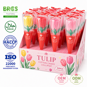 Wholesale Custom Valentine's Day Marshmallow Gummy Halal Rose Flower Shaped Lollipop Candy Producer Private Label Bulk Pop