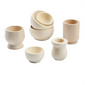 Easter DIY Indoor Home Decoration Ornaments Creative Children Painted Wood Toys Log Color Wooden Bowl Jar Accessories