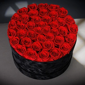 Factory Wholesale 40Pcs Preserved Rose Customize Logo Forever Flower Everlasting Eternal Rose in Luxury Velvet Box for Valentine