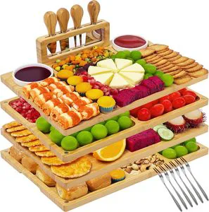 4-Piece Charcuterie & Cheese Board Gift Set With Knives - Perfect Housewarming & New Home Gift For Home Gifting