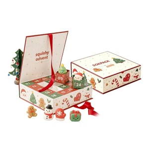 Custom Santa Squishy Children Advent Calendar Gift Box 24 Days Toy Countdown Blind Box Rigid Cardboard Box For Kids Christmas