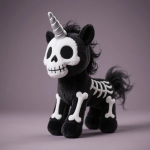 Custom Gothic Skeleton Unicorn Plush Toy Halloween Stuffed Animal Spooky Black Horse Unicorn Plush Doll Decor