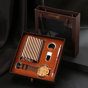 Men Business Gift Set for Office New Year Souvenir Sunglasses Belt Watch Pen Cufflinks with Elegant Gift Box for Father Day