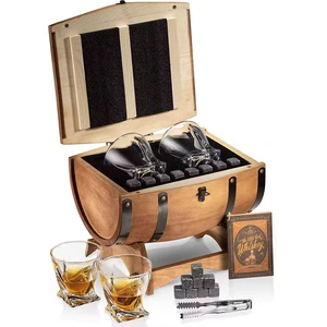 Old Fashioned Cocktail Kit Custom Etched Eco-Friendly Whiskey Glass Gift Set Slate Coaster 6 Granite Whisky Rocks Wooden Whiskey