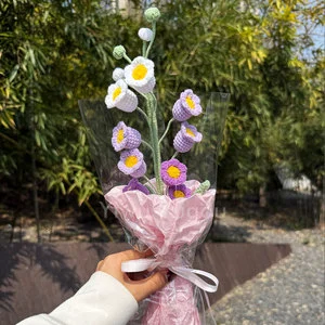 Mini Crochet Flower Bouquet Handmade Knitted Lily of the Valley Flowers Valentine's Day Gift Home Decor Mother's Day Gift