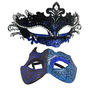 Masquerade Mask for Couples Party Masks Set ABS Filigree Shiny Rhinestone Venetian Mask for Ball Halloween & Wedding