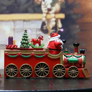 New Product Battery Powered Multicolor Christmas Train Decoration with Music LED Lights for Holiday Home Decor