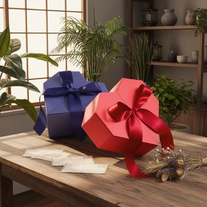 Wholesale 2025 Stock Luxury Valentine Folders Recycled Materials Reusable Heart Shape Paperboard Cotton Liner Four-Color