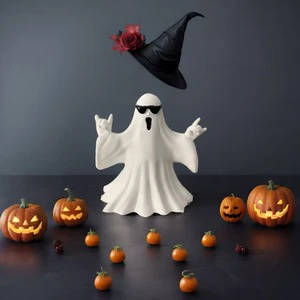 Halloween Trends Kawaii Middle Finger Ghost Figurine Gadgets Halloween Haunted House Halloween Home Decor