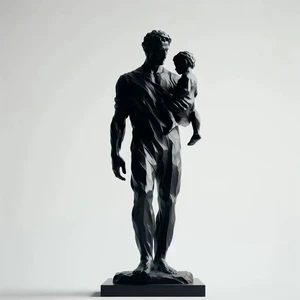 Black Dad Son Figurine Gifts - Father and Son Love Sculpture Decor for Father's Day Birthday Wedding Christmas Gifts for Dad