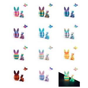 3D Printed PVC Rabbit Egg Set Easter Cross-Border Popular Craft Ornament 14 Years & up Gift Storage Stall Party Made in China