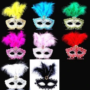 Halloween Props: Venice Mask Masquerade Ball Party Princess Lace Feather Mask Fun Mask