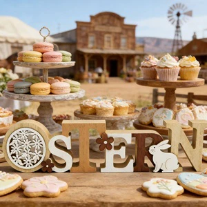 Cross-border New Product Easter English Letter Decorations Rabbit Flower Designs Creative Rustic Home Decor Tabletop Ornaments