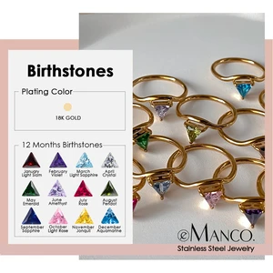 EManco Stainless Steel Birthstone Ring for Woman Simple Style Ring Festival Party Fashion Jewelry Dropshipping 48-Hour Shipping