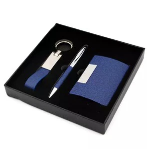 Hot Items Small Business Gift Sets With Name Card Holder Metal Pen Keychain for Men Father's Days Birthday Souvenir Giveaways