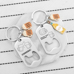New Zinc Alloy Portable Keychain Beer Bottle Openers with FREEFORM Engraving DIY Pendant. for Father's Day Gifts.