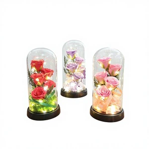 Eternal Flower Rose Bouquet Glass Cover Soap Lantern Warm Lamp Valentine's Day Mother's Day Birthday Christmas Gift Wholesale