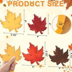 Thanksgiving Wooden Maple Leaf Figurine Set of 4 Pieces Craft Party Atmosphere Table Decoration Item