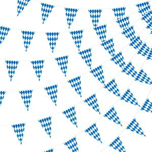 Oktoberfest Bavarian Hanging Check Flag German Themed Party Decorations Pennant Banner