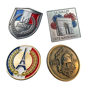 Commemorative French National Day Metal Badge Bastille Day Hard Enamel Pin Custom Logo Soft Enamel Lapel Pin Bulk Supplier