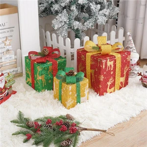 New Product Home Decoration a Set of 3pcs Christmas Gift Box Lamp for Christmas Tree P Valentine's Day Display