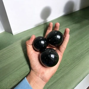 Cambay Art High-quality Fashion Trend Natural Black Obsidian Sphere Crystal Polished Healing Gemstones Fengshui Mascot New Year
