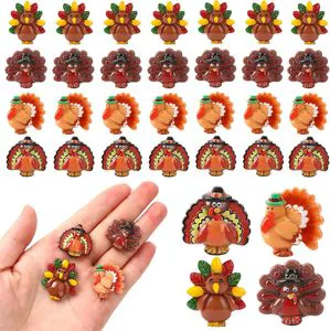 Durable 50 Pcs Durable Cast Thanksgiving Turkey Charms Mini Flatback Embellishment Fall DIY Crafts Home Table Decorations