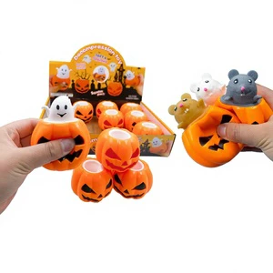 Halloween New Style Night Market Best-Selling Funny Pumpkin Head Squeeze Release Ball Toy Ghost Stress-Relief Toy 7-14 Years