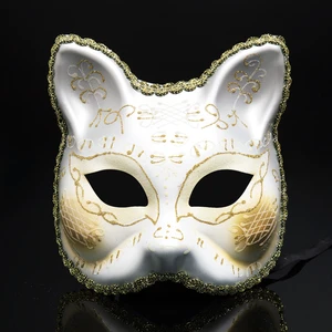 2025 High Quality Hand Made Original Venetian Italy Cat Masquerade Mardi Gras Carnival Festival Cat Mask