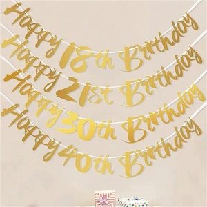 Wholesale Custom Happy Birthday Banner Glitter Single Letters Sign With Age for Kids Adults Party Wall Decorations