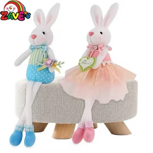 Zaves 17cm Cute Sitting Bunny Pair Colorful Easter Decor Super Soft Fabric Customizable Soft Stuffed Animals Hot Selling Rabbit
